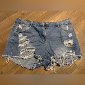 Distressed Blue Denim Shorts